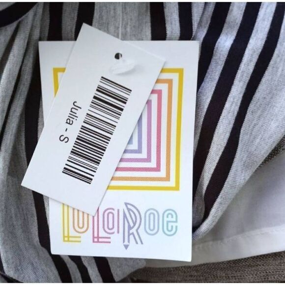 LULAROE JULIA DRESS GRAY/BLAK STRIPE SZ.S NWT. - Picture 6 of 7